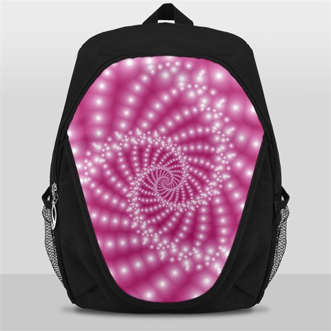 Glossy Pastel Pink Beaded Spiral Fractal  Backpack Bag from ArtsNow.com Front