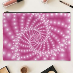 Glossy Pastel Pink Beaded Spiral Fractal  Cosmetic Bag (XXXL) from ArtsNow.com Front