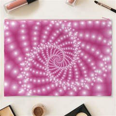 Glossy Pastel Pink Beaded Spiral Fractal  Cosmetic Bag (XXXL) from ArtsNow.com Back