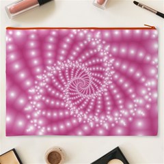 Glossy Pastel Pink Beaded Spiral Fractal  Cosmetic Bag (XXXL) from ArtsNow.com Back