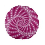 Glossy Pastel Pink Beaded Spiral Fractal  Standard 15  Premium Round Cushion 