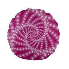 Glossy Pastel Pink Beaded Spiral Fractal  Standard 15  Premium Round Cushion  from ArtsNow.com Back