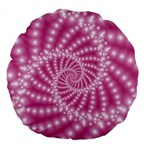 Glossy Pastel Pink Beaded Spiral Fractal  Large 18  Premium Round Cushion 