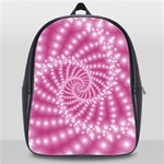 Glossy Pastel Pink Beaded Spiral Fractal  School Bag (XL)