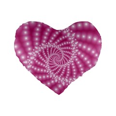 Glossy Pastel Pink Beaded Spiral Fractal  Standard 16  Premium Heart Shape Cushion  from ArtsNow.com Front