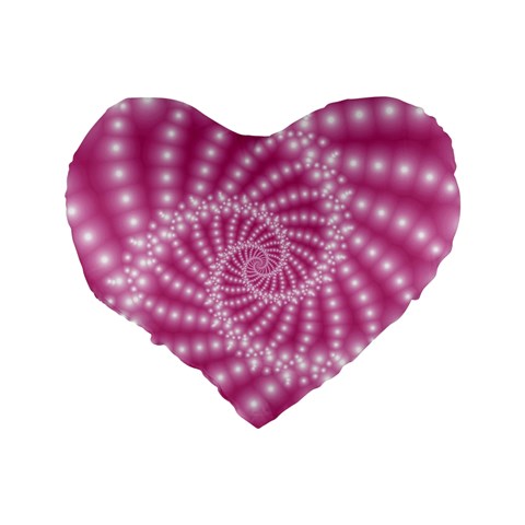 Glossy Pastel Pink Beaded Spiral Fractal  Standard 16  Premium Heart Shape Cushion  from ArtsNow.com Back