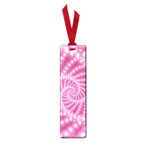 Glossy Pastel Pink Beaded Spiral Fractal  Small Book Mark from ArtsNow.com Front