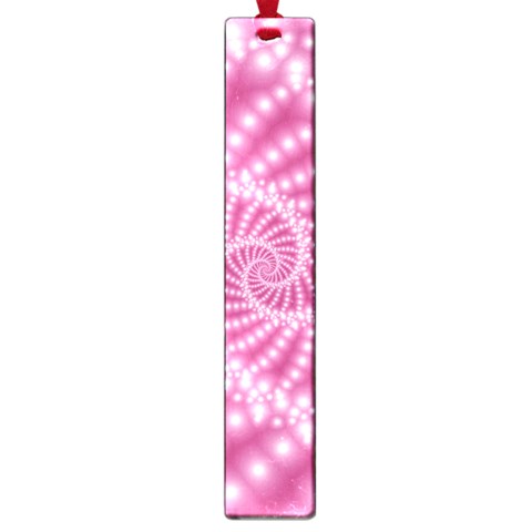 Glossy Pastel Pink Beaded Spiral Fractal  Large Book Mark from ArtsNow.com Front