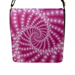 Glossy Pastel Pink Beaded Spiral Fractal  Flap Closure Messenger Bag (L)