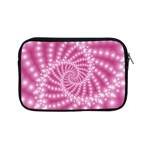 Glossy Pastel Pink Beaded Spiral Fractal  Apple iPad Mini Zipper Case from ArtsNow.com Front