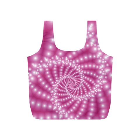 Glossy Pastel Pink Beaded Spiral Fractal  Full Print Recycle Bag (S) from ArtsNow.com Front