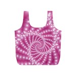 Glossy Pastel Pink Beaded Spiral Fractal  Full Print Recycle Bag (S)