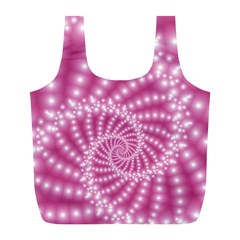 Glossy Pastel Pink Beaded Spiral Fractal  Full Print Recycle Bag (L) from ArtsNow.com Front