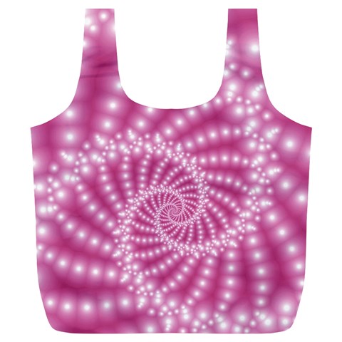 Glossy Pastel Pink Beaded Spiral Fractal  Full Print Recycle Bag (XL) from ArtsNow.com Front