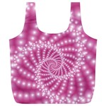 Glossy Pastel Pink Beaded Spiral Fractal  Full Print Recycle Bag (XL)