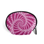 Glossy Pastel Pink Beaded Spiral Fractal  Accessory Pouch (Small)