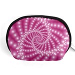 Glossy Pastel Pink Beaded Spiral Fractal  Accessory Pouch (Medium)