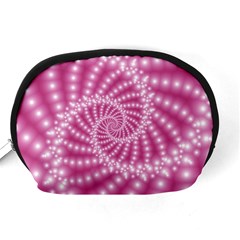 Glossy Pastel Pink Beaded Spiral Fractal  Accessory Pouch (Medium) from ArtsNow.com Back