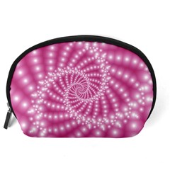 Glossy Pastel Pink Beaded Spiral Fractal  Accessory Pouch (Large) from ArtsNow.com Back