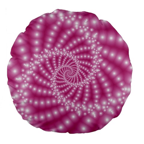 Glossy Pastel Pink Beaded Spiral Fractal  Large 18  Premium Flano Round Cushion  from ArtsNow.com Front