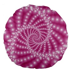 Glossy Pastel Pink Beaded Spiral Fractal  Large 18  Premium Flano Round Cushion  from ArtsNow.com Front