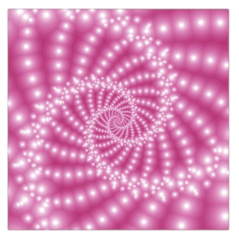 Glossy Pastel Pink Beaded Spiral Fractal  Large Satin Scarf (Square) from ArtsNow.com Front