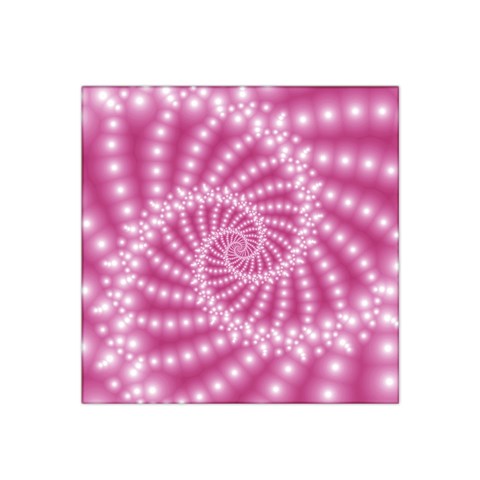 Glossy Pastel Pink Beaded Spiral Fractal  Satin Bandana Scarf from ArtsNow.com Front