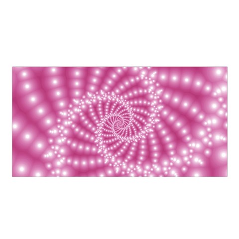 Glossy Pastel Pink Beaded Spiral Fractal  Satin Shawl from ArtsNow.com Front