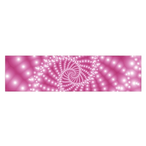 Glossy Pastel Pink Beaded Spiral Fractal  Satin Scarf (Oblong) from ArtsNow.com Front