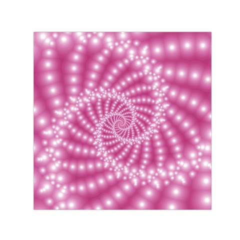 Glossy Pastel Pink Beaded Spiral Fractal  Small Satin Scarf (Square) from ArtsNow.com Front