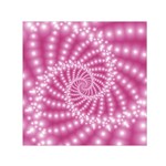 Glossy Pastel Pink Beaded Spiral Fractal  Small Satin Scarf (Square)