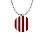 Vertical Stripes - White and Dark Red 1  Button Necklace