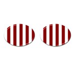 Vertical Stripes - White and Dark Red Cufflinks (Oval)