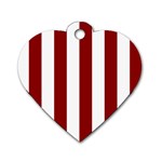 Vertical Stripes - White and Dark Red Dog Tag Heart (Two Sides)