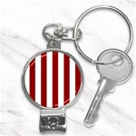 Vertical Stripes - White and Dark Red Nail Clippers Key Chain