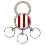 Vertical Stripes - White and Dark Red 3-Ring Key Chain