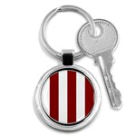 Vertical Stripes - White and Dark Red Key Chain (Round)