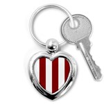 Vertical Stripes - White and Dark Red Key Chain (Heart)