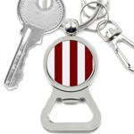 Vertical Stripes - White and Dark Red Bottle Opener Key Chain