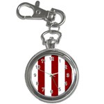 Vertical Stripes - White and Dark Red Key Chain Watch