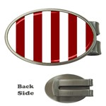 Vertical Stripes - White and Dark Red Money Clip (Oval)