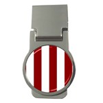 Vertical Stripes - White and Dark Red Money Clip (Round)