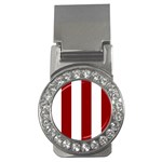 Vertical Stripes - White and Dark Red Money Clip (CZ)