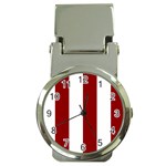 Vertical Stripes - White and Dark Red Money Clip Watch