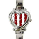 Vertical Stripes - White and Dark Red Heart Italian Charm Watch