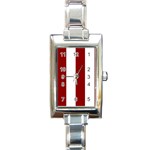 Vertical Stripes - White and Dark Red Rectangle Italian Charm Watch