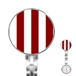 Vertical Stripes - White and Dark Red Stainless Steel Nurses Watch