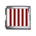 Vertical Stripes - White and Dark Red Mega Link Italian Charm (18mm)