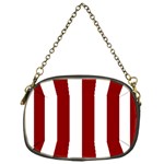 Vertical Stripes - White and Dark Red Chain Purse (One Side)