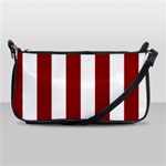 Vertical Stripes - White and Dark Red Shoulder Clutch Bag